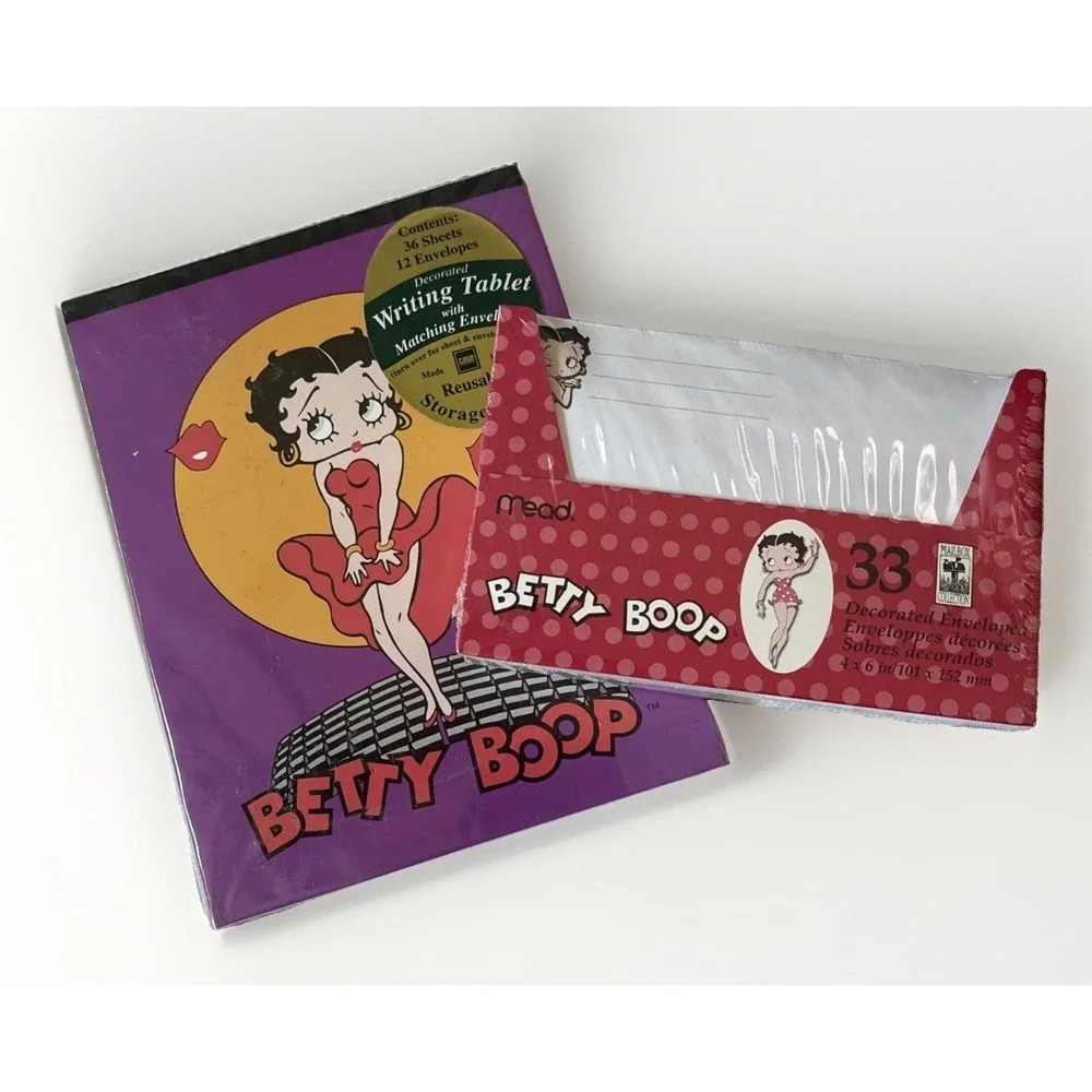 Betty Boop Stationary 36 Sheets Paper & 12 Envelopes Wink Vintage 2002 Extra Box